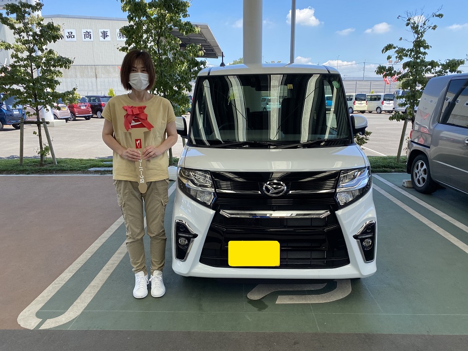 シャイニングホワイトパールのタントカスタムをご納車いたしました 