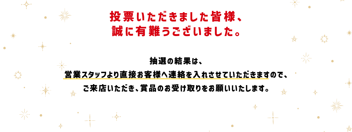 投票いただきました皆様、誠にありがとうございました。