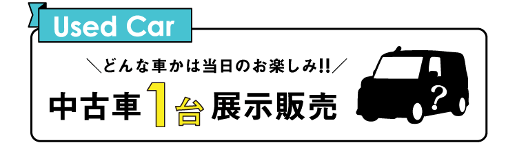 どんな車かはお楽しみ!! 中古車1台展示販売