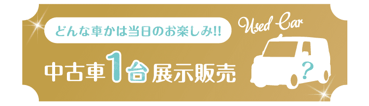どんな車かはお楽しみ!! 中古車1台展示販売