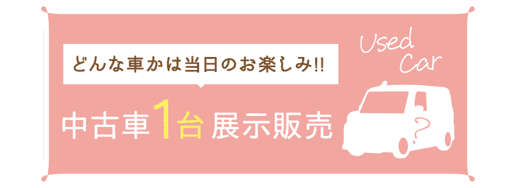 どんな車かはお楽しみ!! 中古車1台展示販売