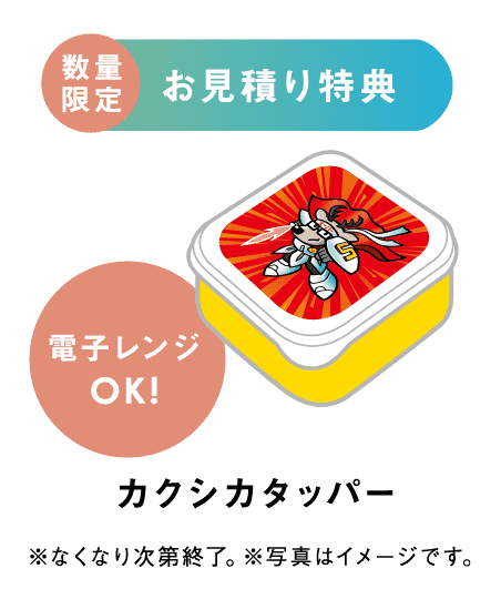 お見積り特典 カクシカタッパー