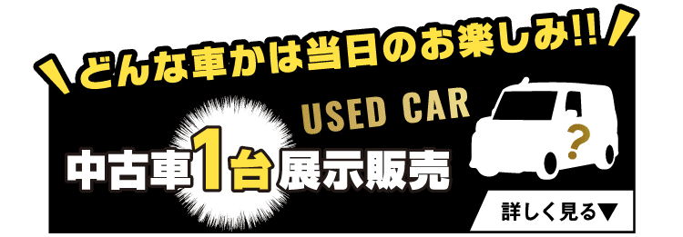 どんな車かはお楽しみ!! 中古車1台展示販売