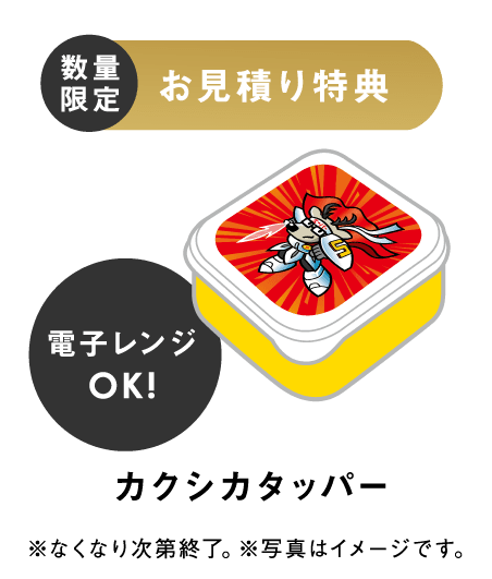 お見積り特典 カクシカタッパー