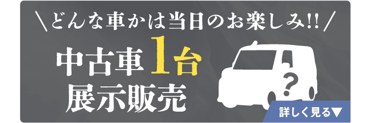 どんな車かはお楽しみ!! 中古車1台展示販売