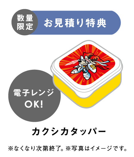 お見積り特典 カクシカタッパー