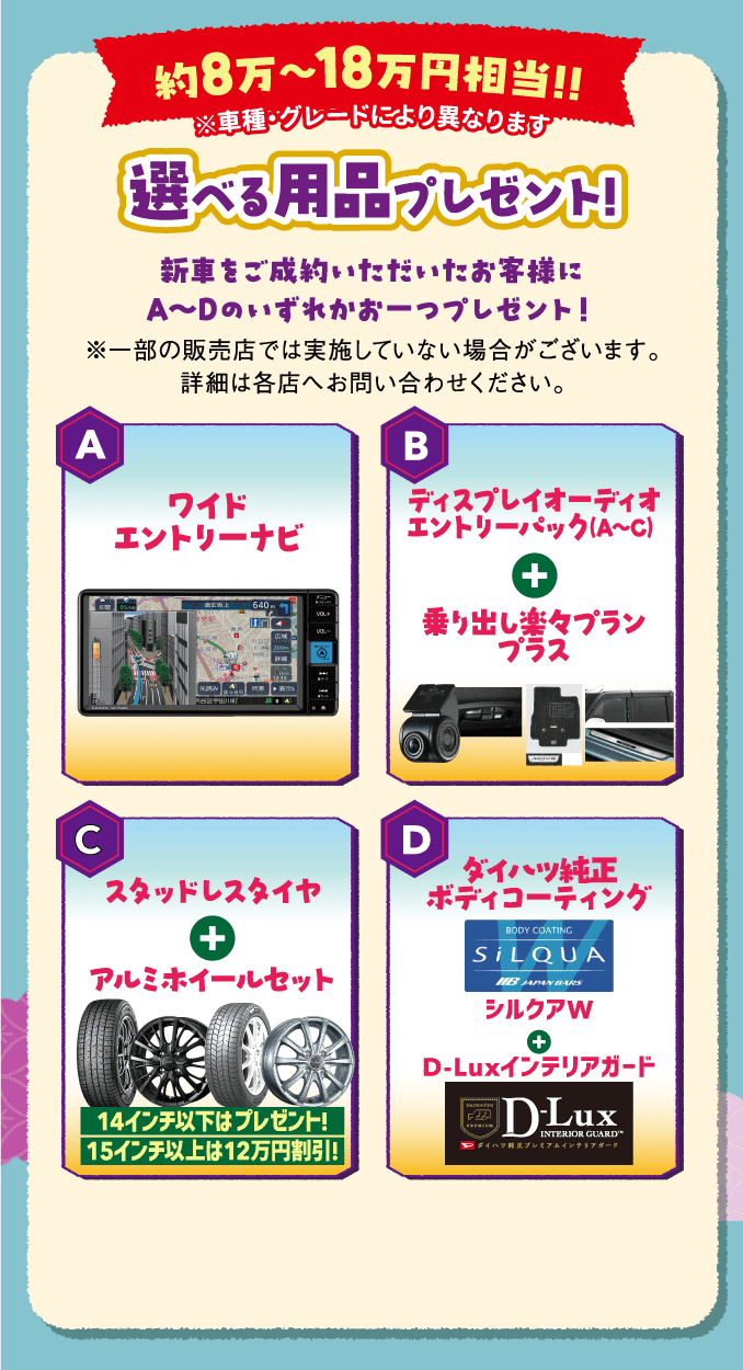 キャンペーン 選べる用品プレゼント